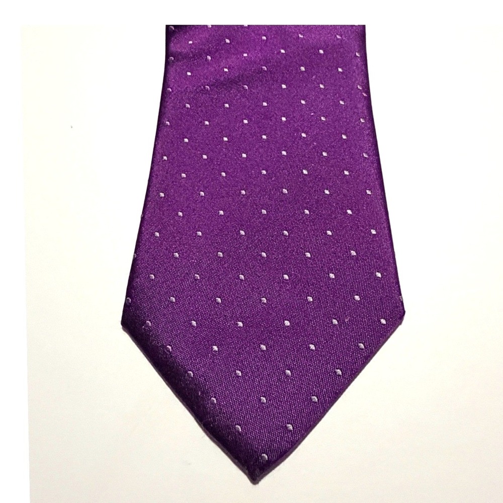 Charles Tyrwhitt Necktie Purple Silver Pin Dot Silk Classic Business Tie